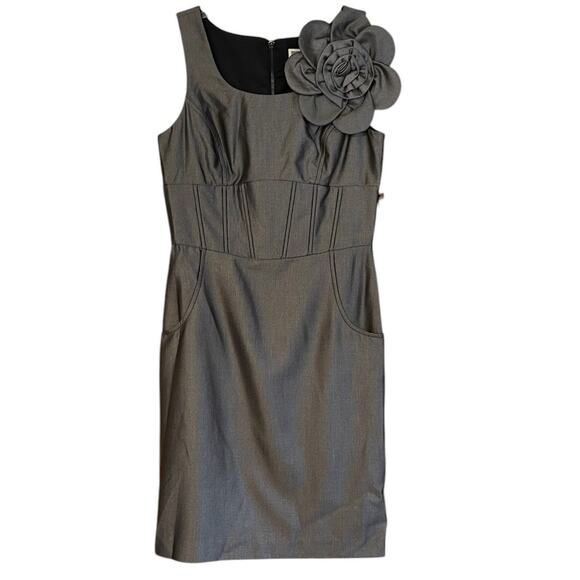 NUE by Shani Size 10 NWT Sleeveless Gunmetal Shaping Corset Midi Dress Flower - Picture 1 of 11